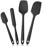 LuxusKollektion Teigschaber Silikon Teigschaber 4er Set Schwarz 29cm schwarz