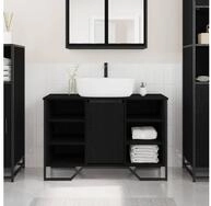 vidaXL Badezimmerspiegelschrank vidaXL Waschbeckenschrank Schwarz Eichen-Optik...