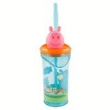 Peppa Pig Trinkflasche Trinkbecher &ndash; 3D Kinderbecher & Strohhalmbecher 360&nbsp;ml