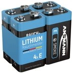 ANSMANN AG Rauchmelder Extrem Lithium Batterie 9V E-Block, 4 St&uuml;ck Batterie
