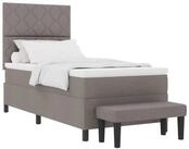vidaXL Bett Boxspringbett mit Kopfteil Taupe 90 x 200 cm Stoff (1-tlg)