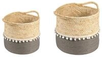 IDIMEX &Uuml;bertopf YUMI, Pflanzkorb 2er Set Seegras natur/grau