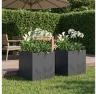 vidaXL Hochbeet vidaXL Garten-Pflanzgef&auml;&szlig; 2 Stk. Anthrazit 50 x 50 x 49 cm