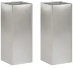 vidaXL Blumentopf Garten-Pflanzgef&auml;&szlig; 2 stk. Silber 20 x 20 x 40 cm Edelstahl...