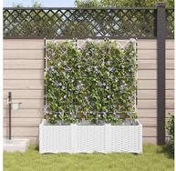 vidaXL Hochbeet vidaXL Garten-Pflanzgef&auml;&szlig; 3 Stk. Wei&szlig; 120 x 40 x 142 cm PP