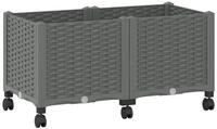 vidaXL Blumentopf Gartenpflanzer mit R&auml;dern Hellgrau 80 x 40 x 48 cm PP (1 St)