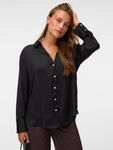 Hemdbluse VERO MODA "VMSOMMER LS BUTTON SHIRT WVN NOOS", Damen, Gr. M, schwarz