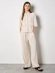 Apricot Blusenshirt Nadelstreifenhemd aus Leinenmischung mit verdecktem...