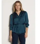 Apricot Klassische Bluse Weiches Satinhemd mit Knopfleiste gr&uuml;n 8