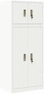vidaXL Aktenschrank Aufbewahrungsschrank 2 stk. Wei&szlig; 60 x 40 x 145 cm Stahl...