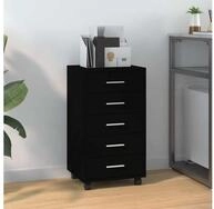 vidaXL Kommode, Schubladenschrank mit Rollen Schwarz Holzwerkstoff