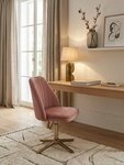 KADIMA DESIGN B&uuml;rostuhl Schreibtischstuhl Rosa Samt Design Drehstuhl mit Lehne,