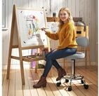HOMCOM Drehhocker Rollhocker h&ouml;henverstellbar Drehbar Salon Hocker mit Lehne