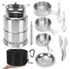 LuxusKollektion Topf-Set 11tlg Camping Kochgeschirr Set Edelstahl m. Holzofen