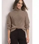 STREET ONE Rollkragenpullover Viskosemix, Strukturmuster beige 34 EU