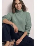 STREET ONE Rollkragenpullover Viskosemix, Strukturmuster gr&uuml;n 34 EU