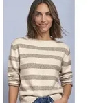 STREET ONE Strickpullover Langarmpullover mit Boat Neck und Streifen beige 34 EU