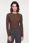 Longsleeve MARC O'POLO, Damen, Gr. XS, braun (schwarz braun), Single Jersey,