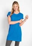 Longshirt BONPRIX, Damen, Gr. 48/50 (XL), blau (azurblau), Jersey, Obermaterial: 100%