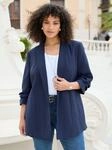 Longblazer SHEEGO "Longblazer", Damen, Gr. 48, blau (tiefblau), 100% Polyester,
