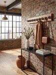 KADIMA DESIGN Wandgarderobe Design Wandgarderobe Akazie Massivholz / Metall 90...
