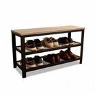 relaxdays Schuhregal Schuhbank mit 2 Schuhablagen, 1-tlg., Schwarz-Grau, L