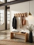 KADIMA DESIGN Wandgarderobe Design Wandgarderobe Akazie Massivholz / Metall 100...