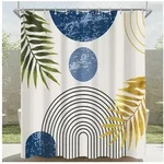 LuxusKollektion Duschvorhang Duschvorhang 120x200 Blau Blau Goldene Bl&auml;tter...