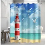 LuxusKollektion Duschvorhang Duschvorhang 120x200cm Leuchtturm Multi 185 H200 x...