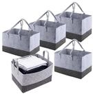 LuxusKollektion Kaminholzkorb Filztasche Shopper Grau/Hellgrau 3er Set (5 St)