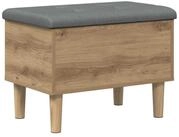 vidaXL Truhe 62 x 42 x 46 cm Truhe Aufbewahrungsbank mit Kissen Artisan-Eiche...