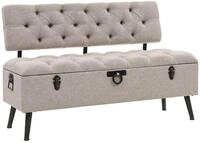 vidaXL Sitzbank 110 x 52 x 75 cm Aufbewahrungsbank mit R&uuml;ckenlehne 110 cm Creme