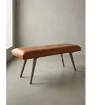 KADIMA DESIGN Sitzbank Sitzbank Ziegenleder / Massivholz Bank 117x51x38 cm im...