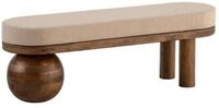 Wohnling Bank Sitzbank Mango Massivholz 140cm Polster Beige Modern Flur (1x...