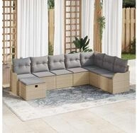 vidaXL Loungesofa Sofa Set mit Kissen mit Speicher Beige und Hellgrau...