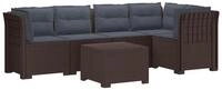 vidaXL Sofaelement 5-Sitzer Gartensofa mit Kissen Rattan-Look PP Braun