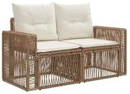 vidaXL Loungesofa Garten-Sofa 2-Sitzanzahl Beige Poly-Rattan