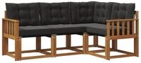 vidaXL Gartenlounge-Set Outdoor-Sofagarnitur 4 stk. Nat&uuml;rlich und Schwarz,...