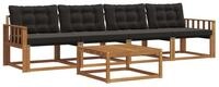 vidaXL Gartenlounge-Set Outdoor-Sofagarnitur 5 stk. Nat&uuml;rlich und Schwarz,...