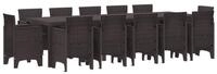 vidaXL Loungeset vidaXL Garten Essgruppe 13 stk. Braun Poly Rattan
