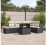 vidaXL Gartenlounge-Set vidaXL Gartensofa-set 6 Stk. Schwarz Poly-Rattan