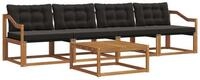vidaXL Gartenlounge-Set Outdoor-Sofagarnitur 5 stk. Nat&uuml;rlich und Schwarz,...