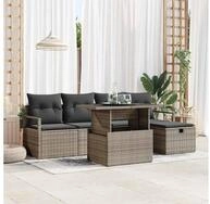 vidaXL Loungeset vidaXL Gartensofa-set 6 stk. Grau Poly-Rattan