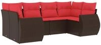 vidaXL Gartenlounge-Set 6-teiliges Gartensofa-Set mit Kissen, braun, Polyrattan,