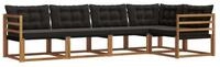 vidaXL Gartenlounge-Set Outdoor-Sofagarnitur 5 stk. Nat&uuml;rlich und Schwarz,...