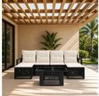 vidaXL Gartenlounge-Set vidaXL Gartensofa-set 7 stk. Schwarz und Cremewei&szlig;