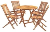 vidaXL Gartenlounge-Set 5-teiliges klappbares Garten-Bistro-Set Natur Massivholz