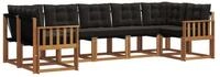 vidaXL Gartenlounge-Set Outdoor-Sofagarnitur 7 stk. Nat&uuml;rlich und Schwarz,...