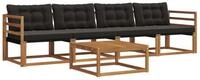 vidaXL Gartenlounge-Set Outdoor-Sofagarnitur 5 stk. Nat&uuml;rlich und Schwarz,...