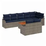vidaXL Gartenlounge-Set Gartensofa-set 9 stk. Grau Poly-Rattan, (9-tlg) grau